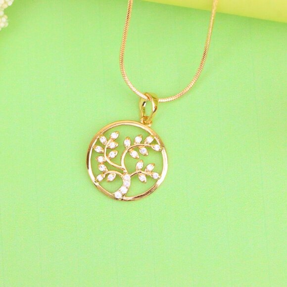 "Rose Gold Tree of Life Pendant with Sparkling Leaf Crystal Accents, XPPT1488 - Picture 12 of 13